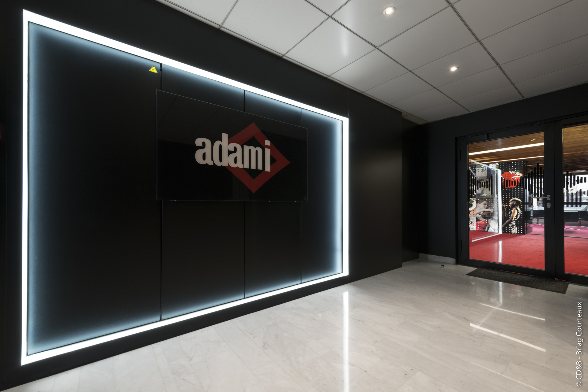 Conseil, aménagement, conception et réalisation des espaces de la société Adami par CDB, Meet you there.